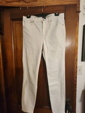 J. Crew White 9" Mid-Rise Skinny Jeans